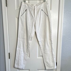 Rebecca Taylor Ava embossed white trouser pants with zippers size 4